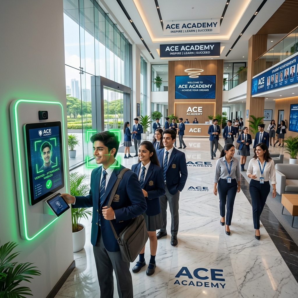 Institute Entrance Lobby Tablet Face Scan